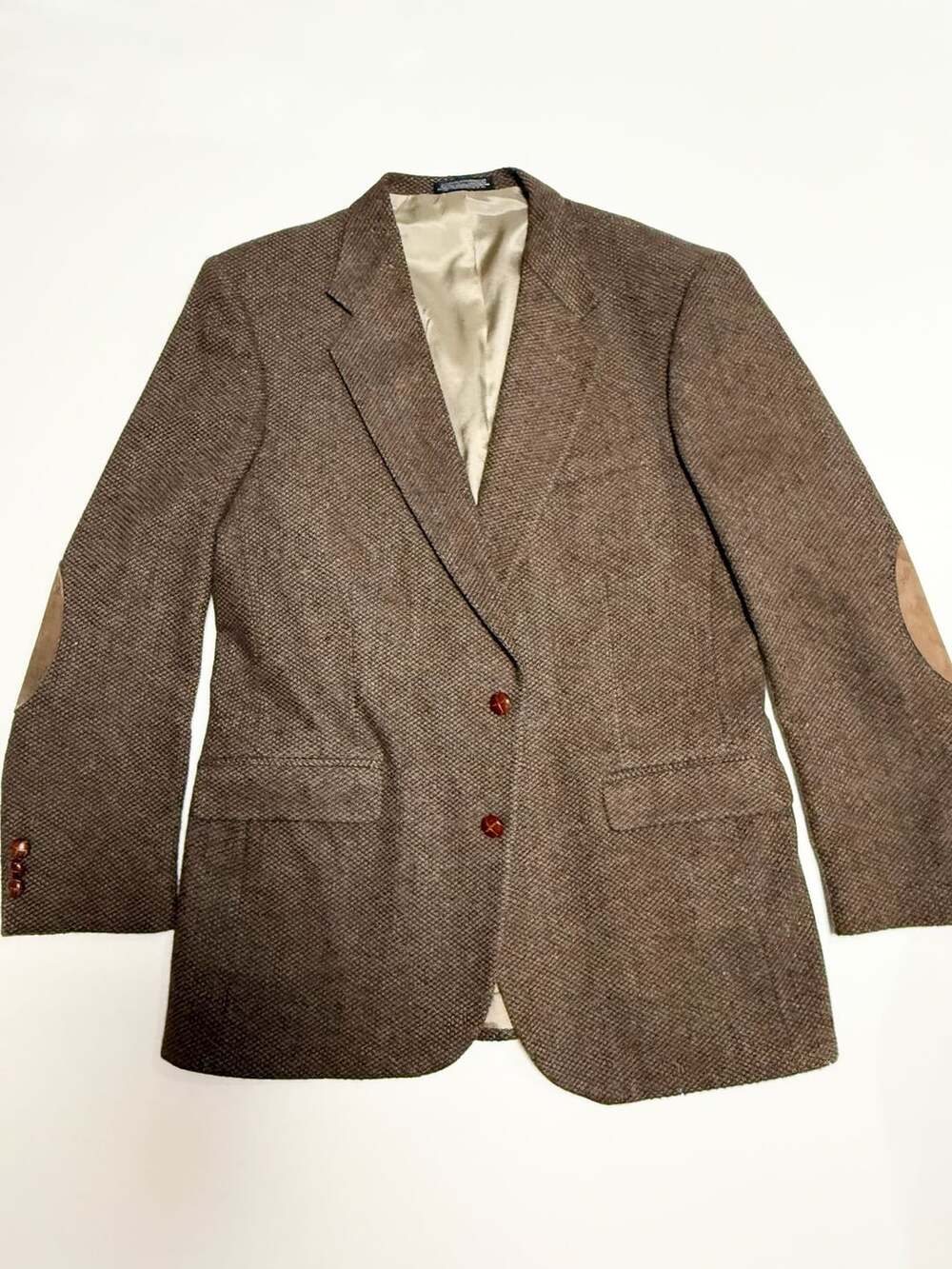 Stafford Brown Wool Blend Elbow Patch Sport Coat Blazer Size 42L dark academia,